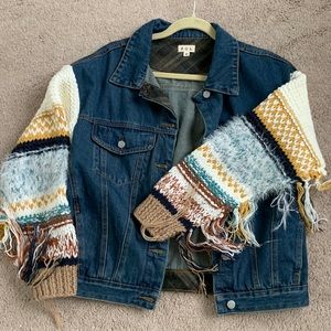 Denim jacket with fringe